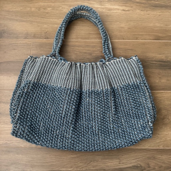 Antonello Tedde Blue Capriccioli Medium Handwoven Tote Bag - Picture 3 of 6